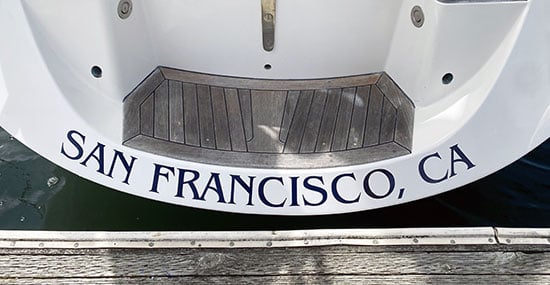 Submitted by: Maria W. - Font used: Benguiat Custom Vinyl Boat Decal