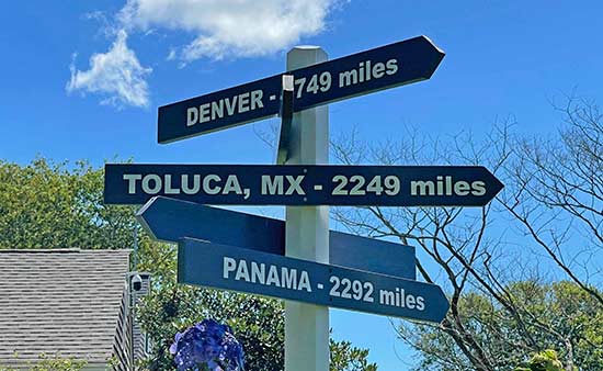 Vinyl lettering on directional signs Vinyl lettering on directional signs