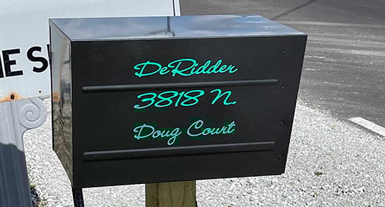 Submitted by: Anonymous, Some-City, USA - Font used: Wendy Custom Vinyl Mailbox Lettering