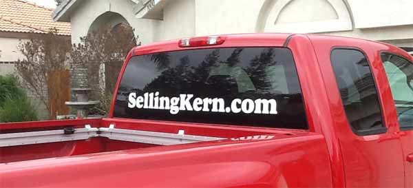 Lettering on back window of truck Lettering on back window of truck