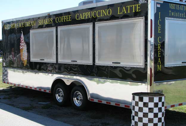 Vinyl Lettering on Ice Cream Trailer Vinyl Lettering on Ice Cream Trailer