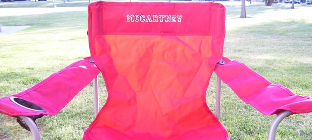 Vinyl Lettering used on a Lawn Chair Vinyl Lettering used on a Lawn Chair