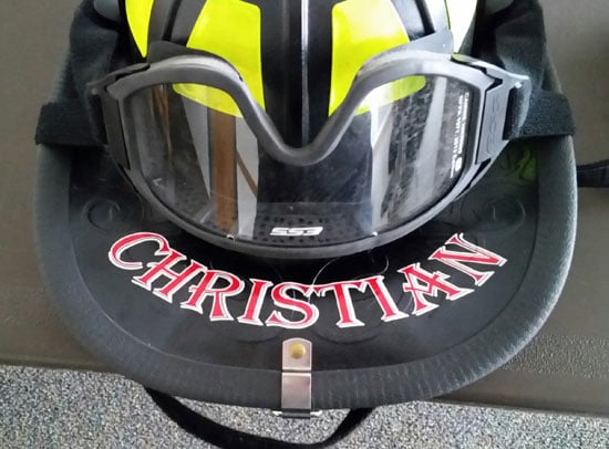 Custom Vinyl Name On Firefighters Helmet Custom Vinyl Name On Firefighters Helmet
