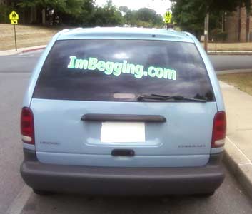 Lettering on a minivan Lettering on a minivan