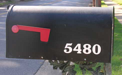 Black Mailbox with White Vinyl Numbers Black Mailbox with White Vinyl Numbers