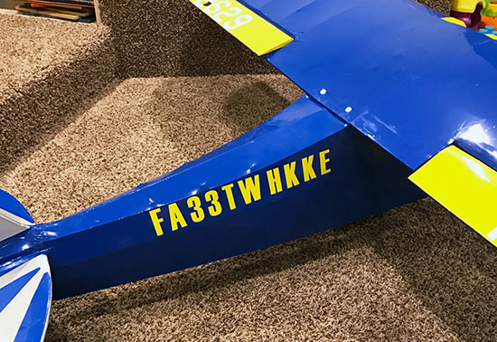 Custom Vinyl Lettering For RC Airplane Custom Vinyl Lettering For RC Airplane