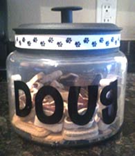 Lettering on dog treat jars Lettering on dog treat jars