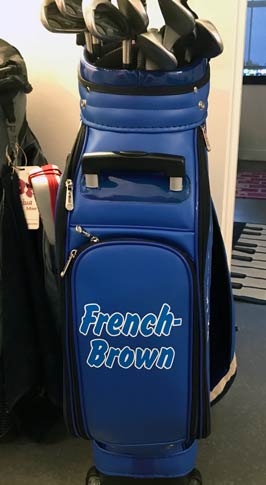 Custom lettering on a golf bag Custom lettering on a golf bag