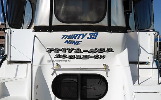 Custom Vinyl Lettering for Yacht Custom Vinyl Lettering for Yacht