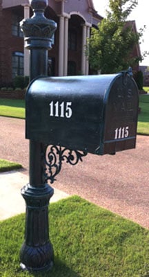 Vinyl numbers on a mailbox Vinyl numbers on a mailbox