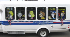 Static Cling graphics on a bus