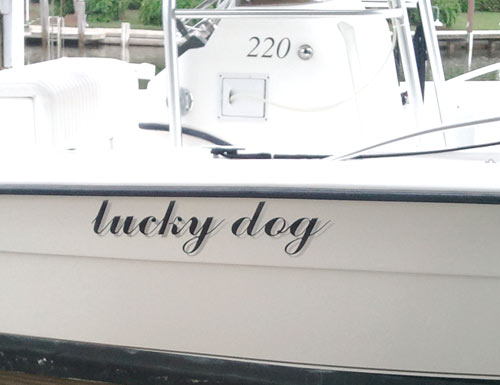Custom vinyl boat lettering Custom vinyl boat lettering