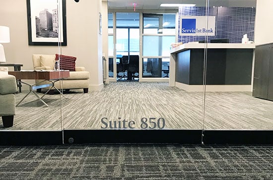 Submitted by: Office Manager - Font used: Amerigo Cuatom Vinyl Suite Number Decals