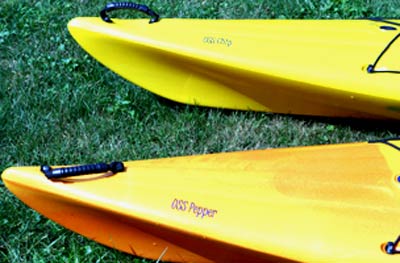 Custom vinyl lettering on a kayak Custom vinyl lettering on a kayak