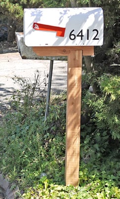 Vinyl numbers on a mailbox Vinyl numbers on a mailbox