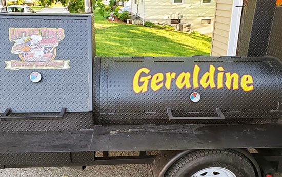 Custom Vinyl Lettering For Trailer Mounted Smoker Custom Vinyl Lettering For Trailer Mounted Smoker