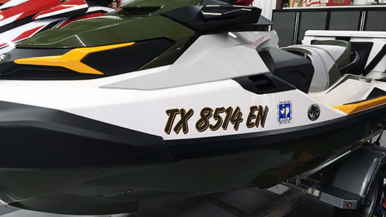 Custom Vinyl Lettering For JetSki Registration Custom Vinyl Lettering For JetSki Registration