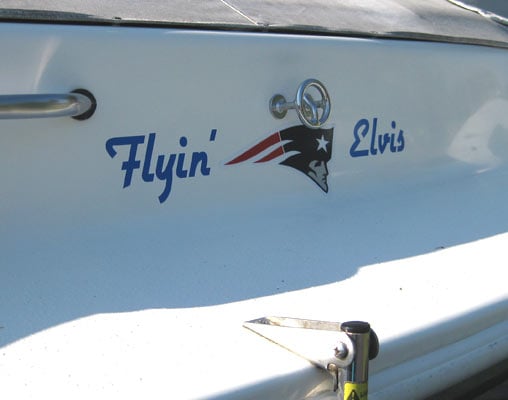 Custom vinyl lettering and graphic for a boat Custom vinyl lettering and graphic for a boat