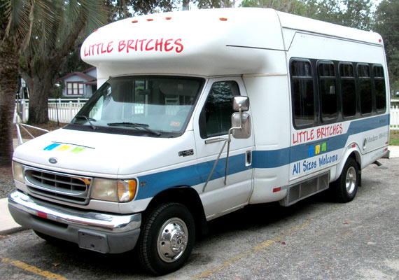 Custom lettering and graphic on a bus Custom lettering and graphic on a bus