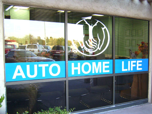 Custom graphic and lettering on a window Custom graphic and lettering on a window